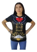 Camiseta Remera Sublimada Mariachi Traje Negro Dama