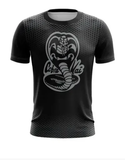 Camiseta Remera Sublimada Cobra Kai Negro Tallas Extra