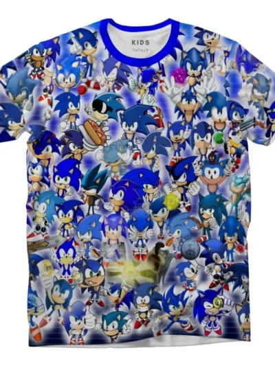 Camiseta Remera Sublimada Niños Sonic Sticker Video Juegos Moda Full Print