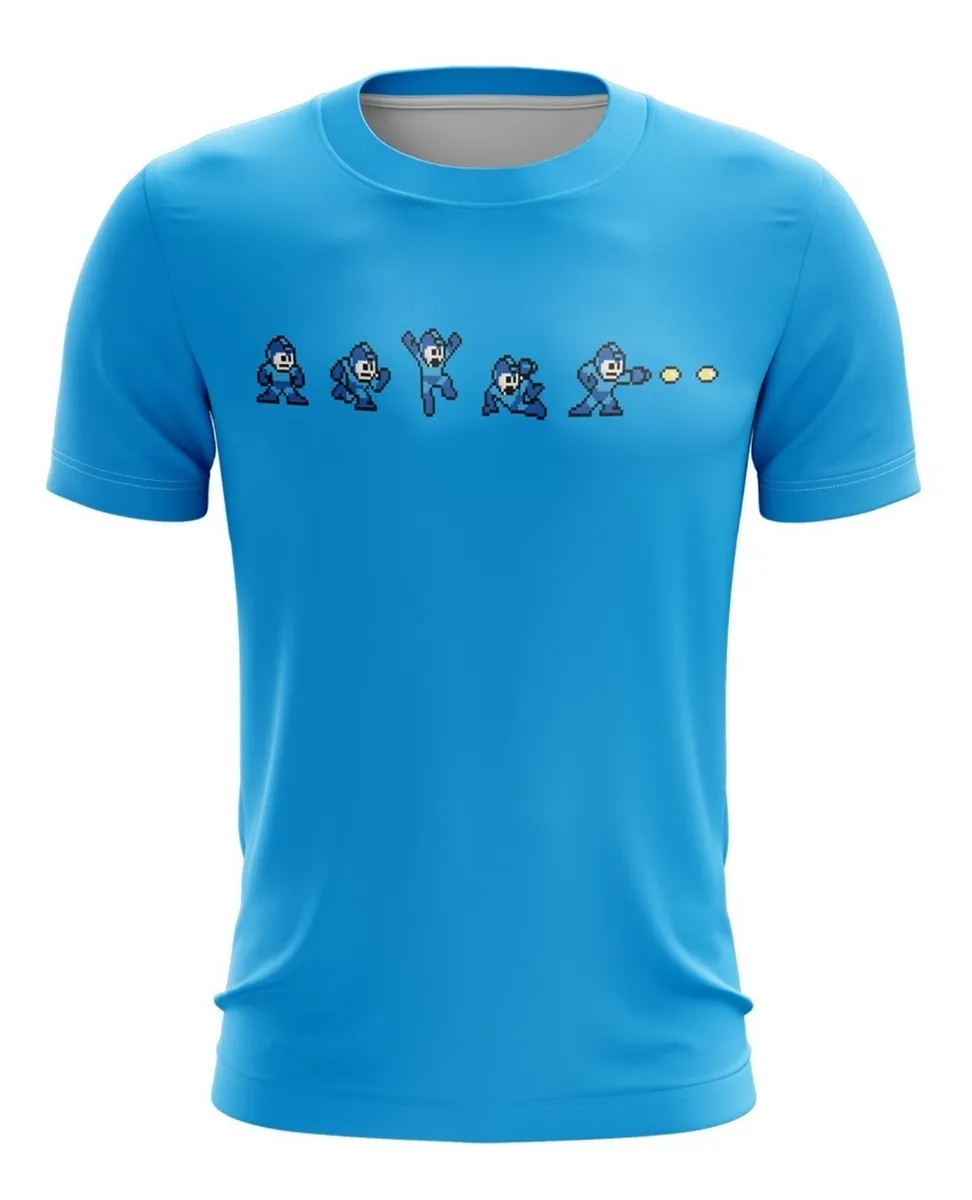 Camiseta Remera Sublimada Talla Extra Megaman 8 Bit