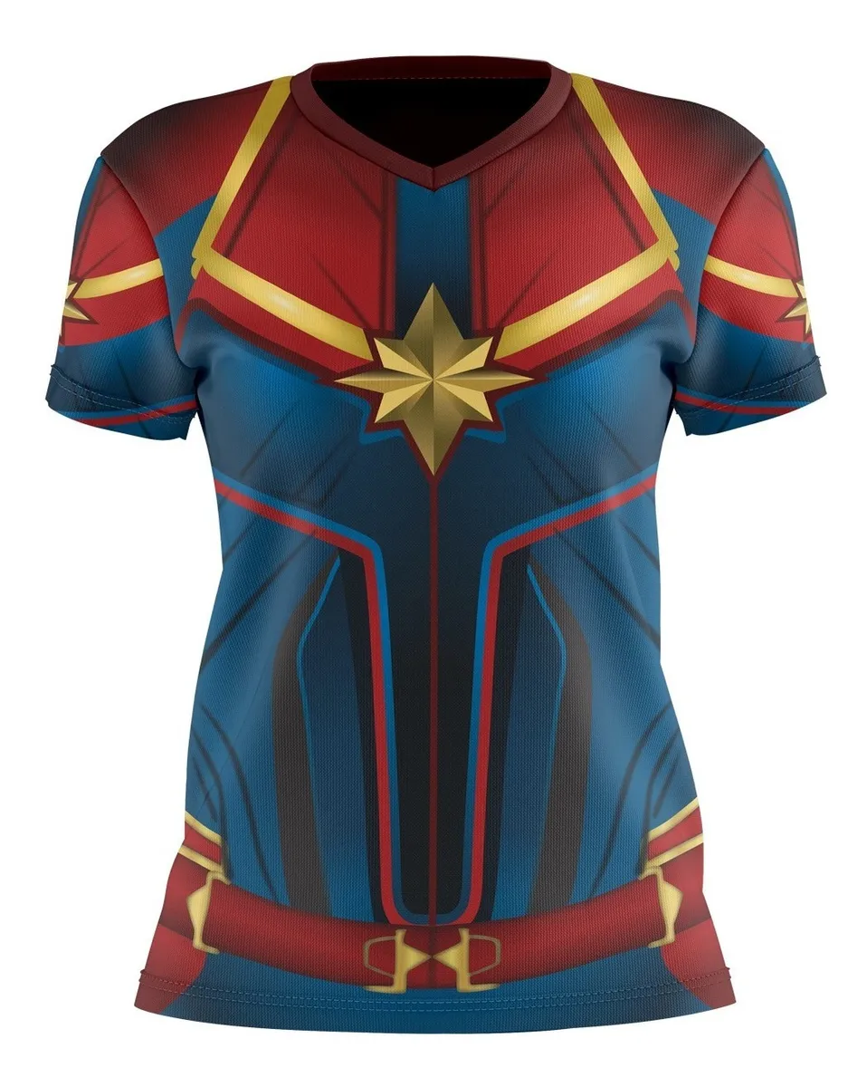 Camiseta Remera Sublimada Capitana Marvel D3 Corte Dama