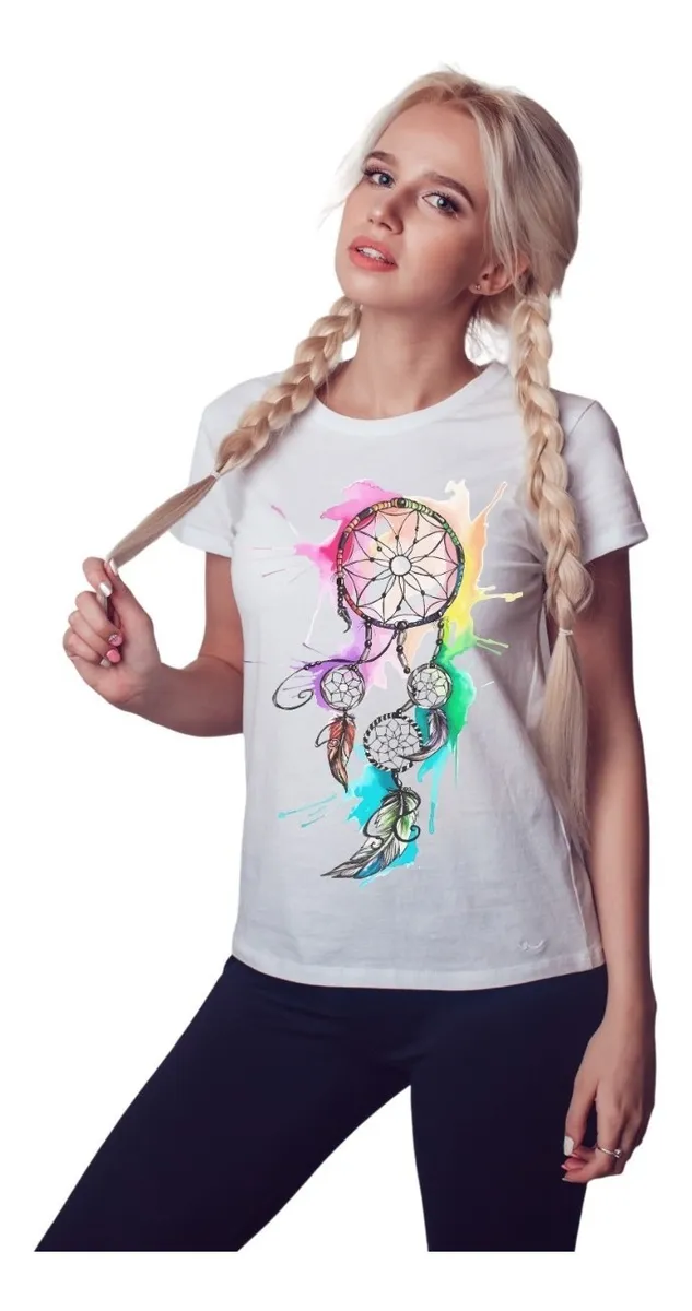 Camiseta Remera Sublimada Blusa Atrapasueños/atrapapesadillas Mujer Moda Casual#3