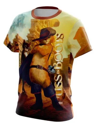 Camiseta Remera Sublimada Infantil Gato Con Botas