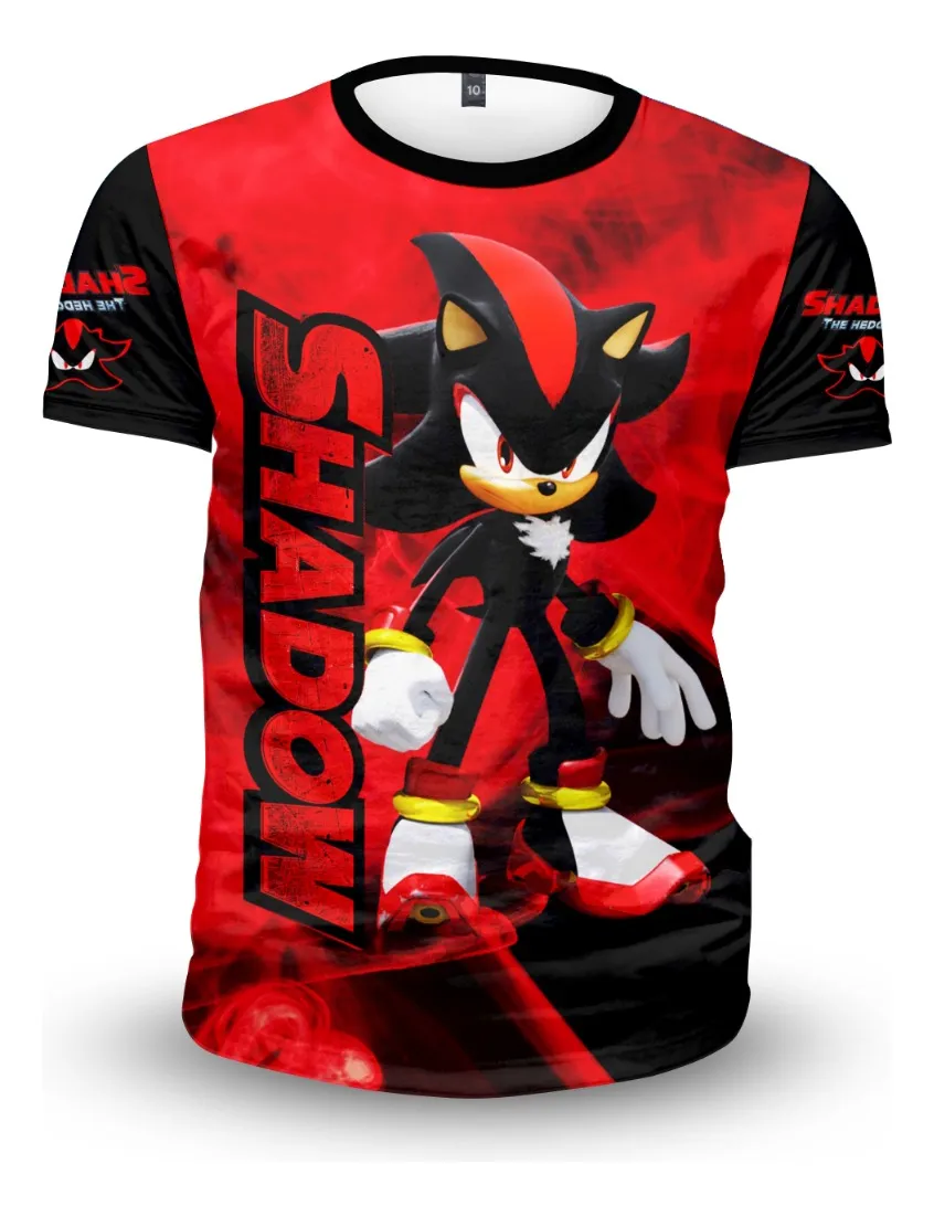 Camiseta Remera Sublimada Niño Sonic Shadow Mod2 Tela Expandex Calidad Premium