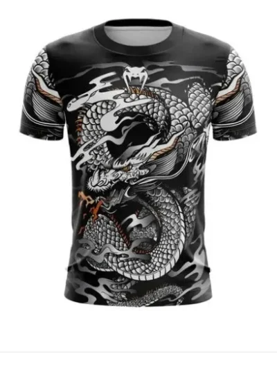 Camiseta Remera Sublimada Dragon Gris Infantil
