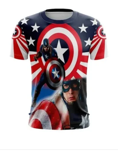 Camiseta Remera Sublimada Capitan Rogers Infantil