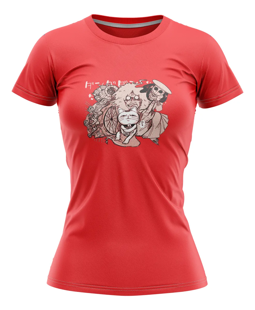 Camiseta Remera Sublimada Dandadan Rojo Corte Dama