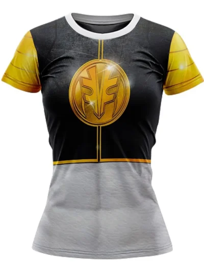 Camiseta Remera Sublimada Power Ranger Blanco Corte Dama