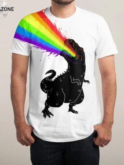 Remera De Dinosaurios 3D Arcoíris Para Mujer Manga Corta Y Cuello Redondo Para Hombre