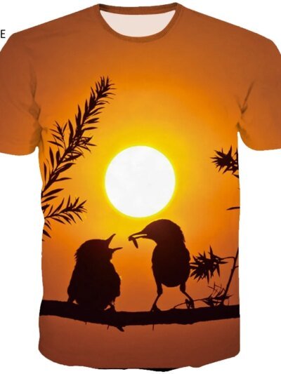 Remera De Pájaro Con Estampado Lateral Para Hombre Into The Sunset Divertida Remera De Verano Para Adolescentes