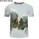 Remera Con Estampado De Calavera 3D De Manga Corta Y Cuello Redondo Para Mujer Zootop Oso