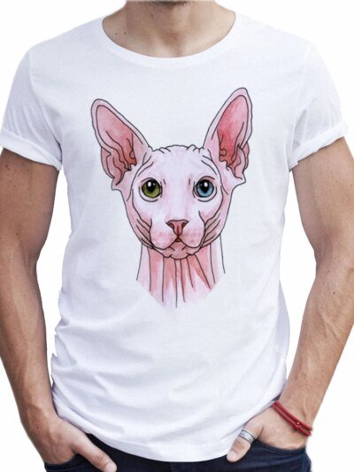 Remera De Cómic 3D Ping Para Hombre Con Estampado Animal Sphynx