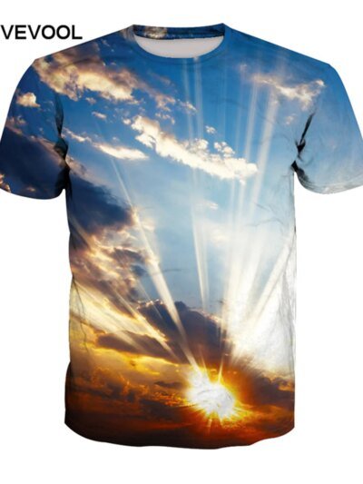 Remeras De Manga Corta Con Estampado 3D De Hombre Con Cielo Atractivo Al Atardecer