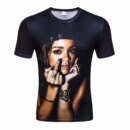 Remera De Verano Para Hombre Y Mujer Con Estampado De Estrellas Negras De Rihanna Manga Corta Informal 3D