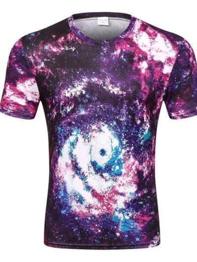 Remera De Galaxia Espacial 3D Para Hombre Remolino De Nebulosa Dorada Remeras