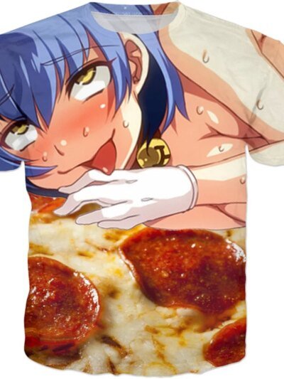 Remera Ahegao De Manga Corta Animada En 3D Para Hombre Y Mujer Informal De Verano Con Diseño De Pizza De Dibujos Animados