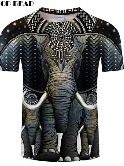 Remera Informal De Verano De Manga Corta Para Hombre En 3D Con Diseño De Oso