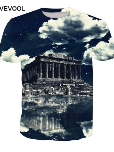 Remeras Deportivas De Verano Estilo Harajuku Con Un Hermoso Paisaje De Cielo Azul Y Nubes Para Hombres Europeos