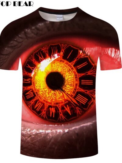 Remera De Manga Corta De Verano Para Hombre Con Ojo De Oso 3D
