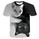 Remera Oso Para Hombre Y Mujer Con Estampado 3D De Dos Gatos De Verano De Manga Corta
