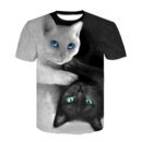 Remera Con Estampado 3D De Dos Gatos Para Hombre Y Mujer
