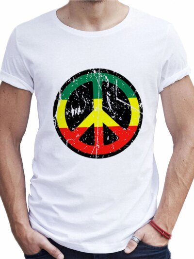 Remera Casual De Diseñador Peace Love Remera Blanca Para Hombre Fitness