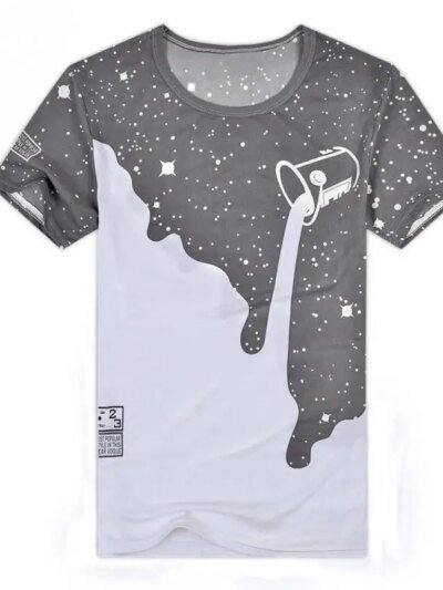 Remera Milk Con Estampado Inverso 3D Manga Corta Algodón Para Hombre