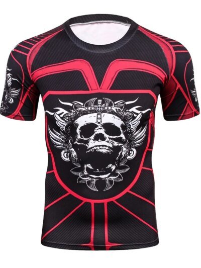 Remera De Compresión Para Hombre Diseño De Calavera Animada De Punisher Para Fitness Mma Y Culturismo