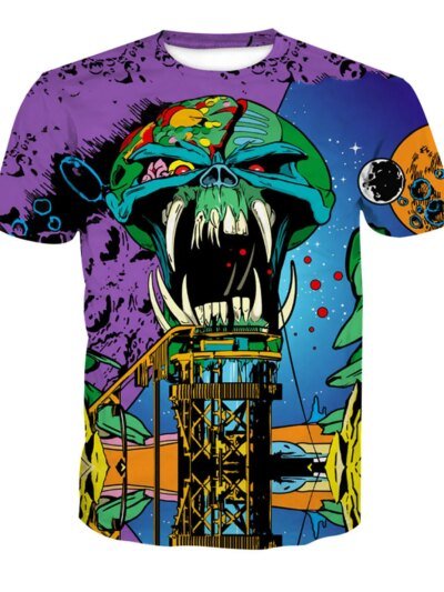 Remera Casual 3D Con Calavera De Animal Divertida Talla 6Xl Para Hombre