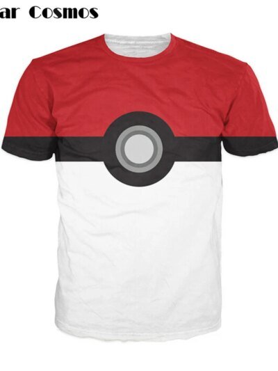 Remera Estampada Harajuku Con La Divertida Pokeball 3D De Cosmos Y Estrella De La Muerte De Pokémon