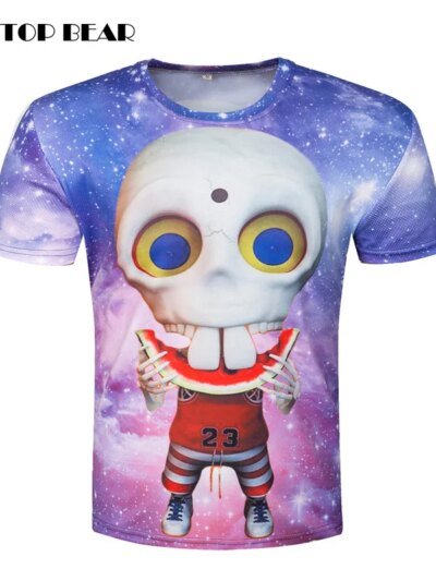 Remera De Oso De Verano Individual Con Diseño De Galaxia 3D Y Planeta Informal Para Hombre