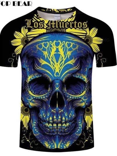Remera De Manga Corta Con Diseño De Calavera 3D De Oso Para Hombre Y Mujer Informal De Verano