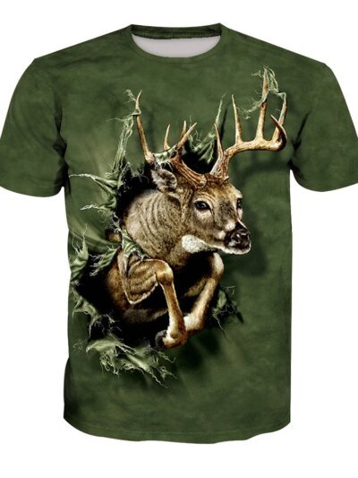 Remeras Informales Con Estampado Animal Fitness Tallas Grandes Remeras Harajuku Con Ciervos En 3D