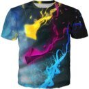 Remera De Manga Corta De Verano Estilo Harajuku De Cosmos Con Cometas Psicodélicas En 3D