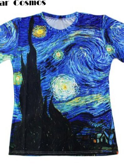 Remera Cosmos Harajuku Para Hombre Y Mujer Pintura Al Óleo De Vincent Van Gogh Noche Estrellada