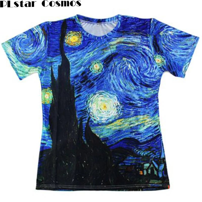 Remera Cosmos Harajuku Para Hombre Y Mujer Pintura Al Óleo De Vincent Van Gogh Noche Estrellada
