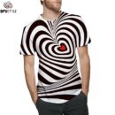 Remera Con Rayas De Corazón En 3D Vortex Accesorios Casuales De Hip Hop Ropa De Calle Gráficos