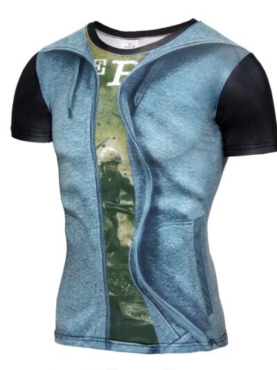 Remeras De Manga Corta Con Estampado De Soldados Divertidos Para Hombre Estilo Casual Cuello Redondo De Pana 3D