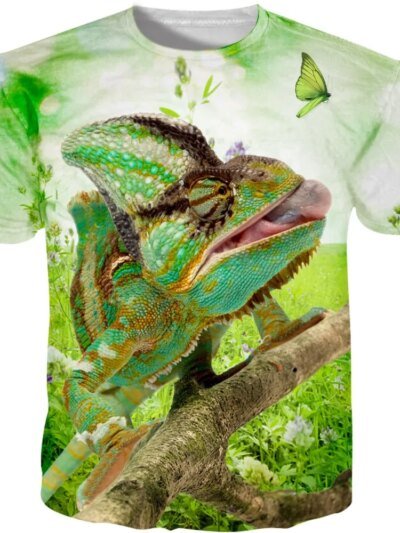 Remera Estilo Joker De Verano Con Divertido Dibujo De Camaleón Remera Superior 3D Completa
