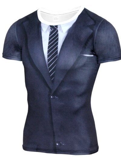 Uniforme De Disfraz Falso 3D Informal De Manga Corta Y Cuello Redondo Con Estampado