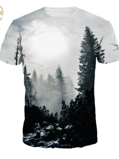 Remeras De Invierno Para Parejas Diseño De Árboles Forestales Y Paisajes Informales Con Impresión 3D