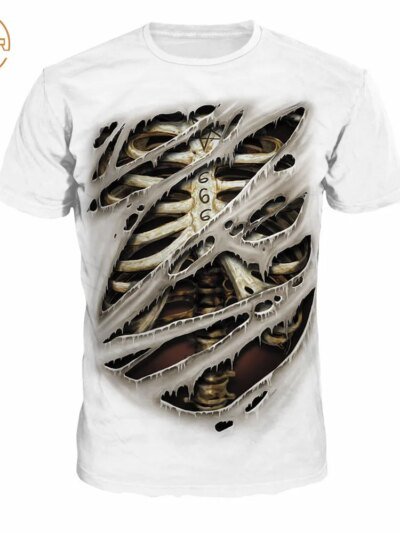 Remera Divertida Con Diseño Punk De Esqueleto Robot En 3D Para Hombre Y Mujer