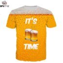 Remera De Manga Corta Con Estampado De Cerveza Y Letras 3D De Time Remeras De Verano Para Hombre Y Mujer Remeras Informales Con Cuello