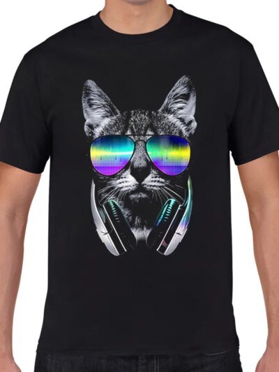 Remera De Verano Con Estampado 3D De Dj Gato Y Pez Divertida Remera De Manga Corta Para Hombre