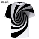 Remera De Algodón De Verano 3D Para Hombre Y Mujer Negra De Manga Corta Y Blanca Vértigo