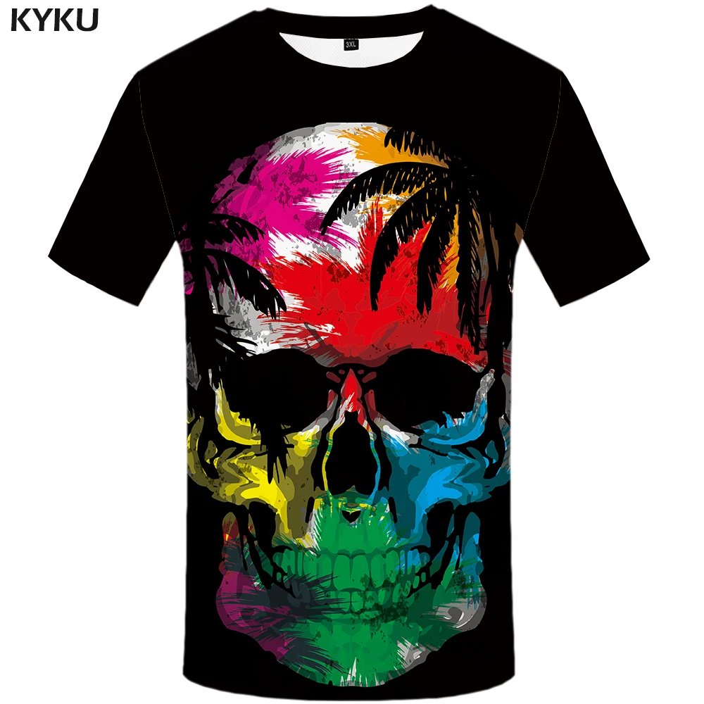 Remera Con Estampado De Calavera En Color Ropa De Hip Hop 3D Divertida Para Hombre