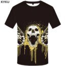 Remera Negra De Anime Con Calavera Y Pistola Ropa Urbana 3D Para Hombre Ropa De Verano