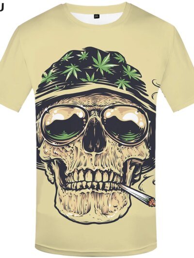 Remera De Manga Corta Con Estampado De Calavera Hip Hop Para Hombre Ropa Urbana 3D