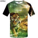 Remera De Marca Tiger Remera Con Estampado 3D De Bosque Hip Hop Para Hombre Ajustada