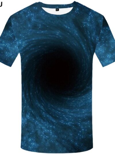 Remera De Manga Corta Con Animación 3D De Hip Hop Y Galaxia Espacial Azul